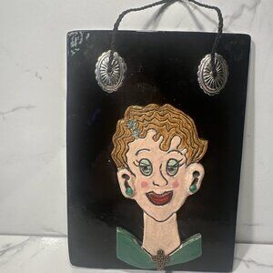 Woman 3D Art Clay Woman With Cross Green Blouse